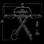 2-Burner Portable Gas Grill with Collapsible Cart