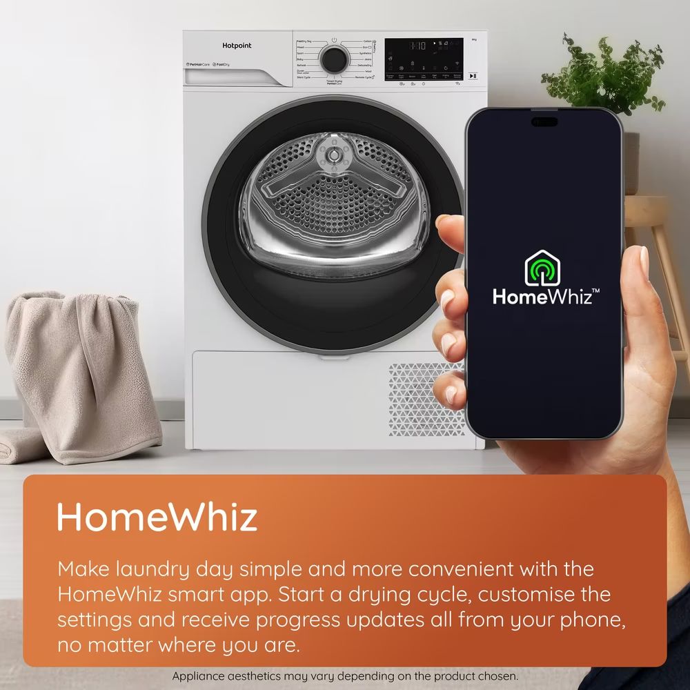 Hotpoint CHD94MGBSUK Fabric Care 9kg Heat Pump Tumble Dryer with HomeWhiz - Graphite