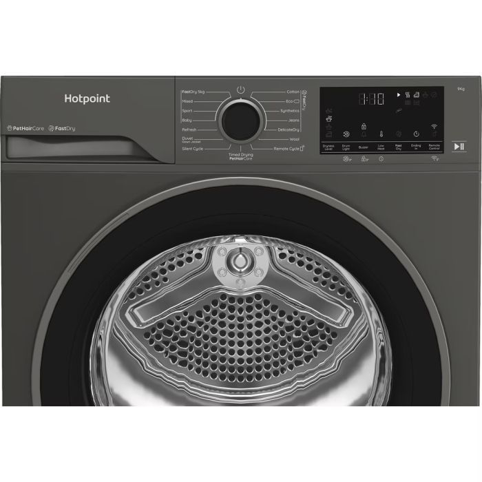 Hotpoint CHD94MGBSUK Fabric Care 9kg Heat Pump Tumble Dryer with HomeWhiz - Graphite