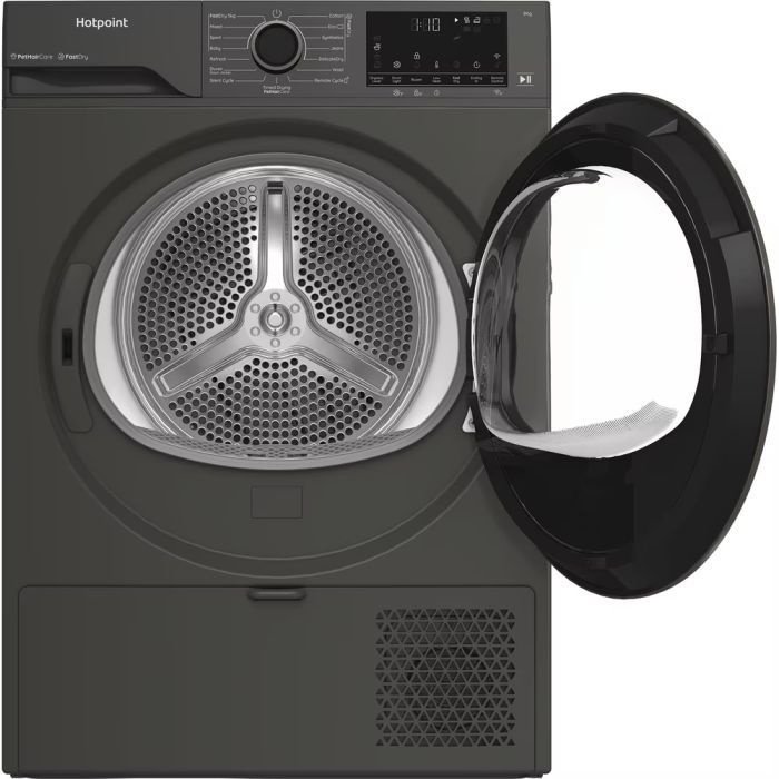 Hotpoint CHD94MGBSUK Fabric Care 9kg Heat Pump Tumble Dryer with HomeWhiz - Graphite