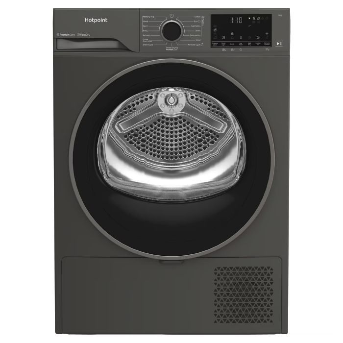 Hotpoint CHD94MGBSUK Fabric Care 9kg Heat Pump Tumble Dryer with HomeWhiz - Graphite