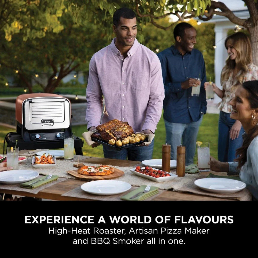 Ninja OO101UK Woodfire Electric Outdoor Oven Artisan Pizza Maker and BBQ Smoker Terracota - CLEARANCE